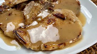 CHULETAS de cerdo en SALSA GRAVY I Receta de COMIDA FÁCIL 😋 [upl. by Lawford]