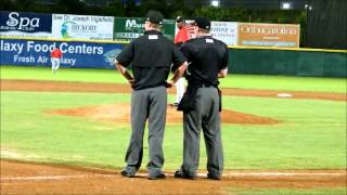 Manager Corey Ragsdale ejected Hickory Crawdads May 23 2013 [upl. by Nyrroc]