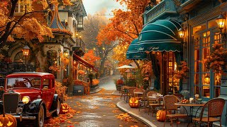 Morning Warm Jazz Music on the Nostalgic Autumn Street  Exquisite Smooth Jazz for Cafe Ambience [upl. by Aicened679]