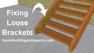 How To Fix Loose Stair Tread Brackets  Dry Rot or Termite Damaged Wood Stringers [upl. by Carita96]