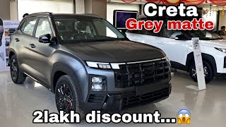 Hyundai Creta 2024 Model Matte Grey  Creta Diesel  upto 2 lakh discount 😱 [upl. by Assiar744]