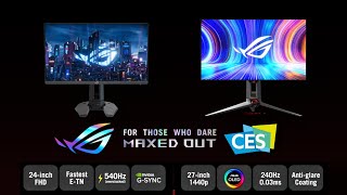 Asus 27quot OLED 240hz wHeatsink  24quot TN 540hz PG248QP Mini LED PG32UQXR CES 2023 Showcase [upl. by Yrocaj]