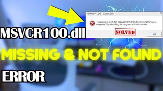 Fix MSVCR100dll is MissingNot Found in Windows 1011  Fix msvcr100DLL Error ✅ [upl. by Anisor759]