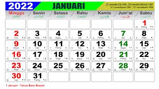 KALENDER TAHUN 2022 LENGKAP DENGAN LIBUR NASIONAL [upl. by Yort]