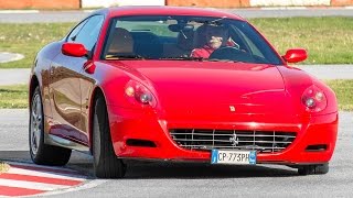 FERRARI 612 SCAGLIETTI  REVIEW REV and laps on track 2015 HQ [upl. by Albright]