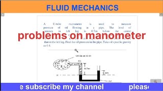 problems on manometer problems on pressure measurements devicesfluidmechanics [upl. by Fontes]