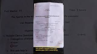 bsc nursing 2nd sem biochemistry amp nutritionamp dietatics question paper 2024 ssuhs bscnursing fyp [upl. by Otrebilif]