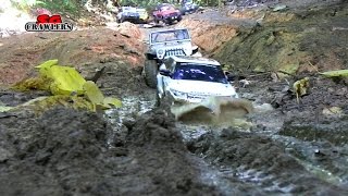 RC Trucks Mud SPA 8 Trucks mudding at Woodcutters Trail  Jeep Axial SCX10 Dodge Ram Tamiya CC01 [upl. by Martz]