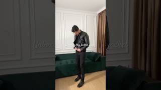 Unboxing this leather jacket 🔥 leatherjackets allblackoutfit allblack menjacket menfashiontips [upl. by Garlinda762]