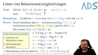 Rekursionsgleichungen  Algorithmen und Datenstrukturen  Vorlesung 05 [upl. by Tterrej]