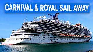 Carnival Vista vs Adventure of the Seas Sail Away from Port Canaveral [upl. by Elephus]