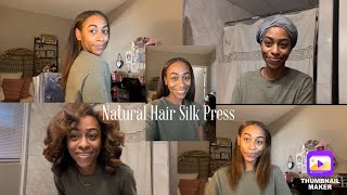 How I Silk Press on Natural Hair at Home  No Frizz DIY [upl. by Anikat]