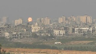 Israeli strike on northern Gaza seen from Sderot  AFP [upl. by Knighton]