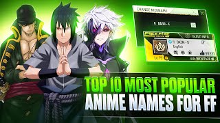 Top 20 Anime Names for Free Fire  Top 10 Unique Names for Free Fire  Top 20 Attitude names [upl. by Naeerb]