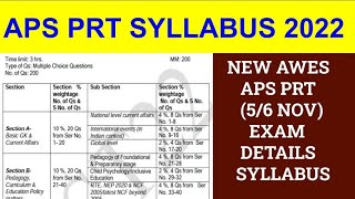 APS PRT SYLLABUS  APSAWES PRT SYLLABUS  ARMY PUBLIC SCHOOL PRT SYLLABUS 2022  5 6 NOV CSB EXAM [upl. by Dnalro]