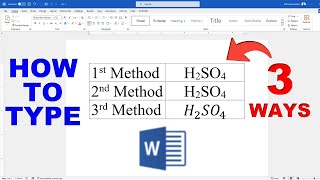 How to Write H2SO4 in Microsoft WORD Document [upl. by Wachter656]