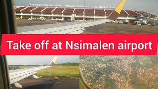 Take off AT the Yaounde Nsimalen international airport Cameroon 2022 1200 metres from ground [upl. by Yntirb]