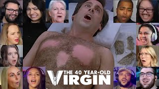 The 40YearOld Virgin Andy gets his chest waxed  Movie Reaction Mashup [upl. by Kalbli]