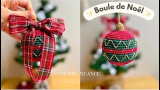 Boule de Noël traditionnelle au crochetbroderietechnique changement de couleur  boule bien ronde [upl. by Grayson484]