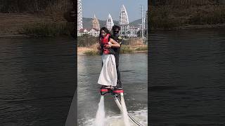 Flyboard Ride Is So Fun 🥰🤣💦 Sister enjoy dance on water flyboard short [upl. by Rind367]