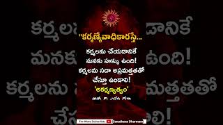 quotకర్మణ్యేవాధికారస్తే  What is the meaning of Karmanye Vadhikaraste  Sanathana Dharmam [upl. by Czarra706]