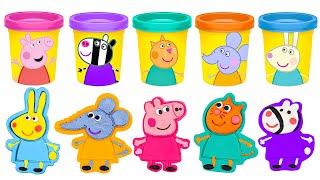 Create Peppa Pig amp Friends with Play Doh Molds  Learn Colors  Preschool Toddler Learning Video [upl. by Emmy29]