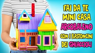 FACILE Mini Casa Arcobaleno Fai Da Te Con i Bastoncini Dei Ghiaccioli  IDEE DIVERTENTI [upl. by Nhguavaj603]