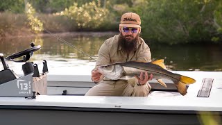 “Toilet Bowl”  Catching monster backwater snook in tiny Florida creeks [upl. by Gnilyarg712]