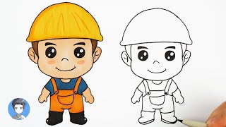 How to draw a cute cartoon worker [upl. by Betz633]