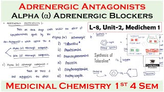 Adrenergic Antagonists  Alpha adrenergic blockers  L8 U2  Medicinal chemistry 4th Sem [upl. by Kettie467]