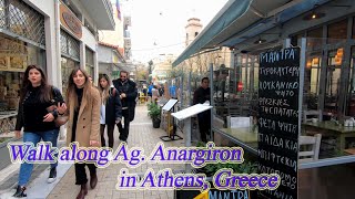 Walking in Greece Walk along Ag Anargiron in Athens [upl. by Brag]