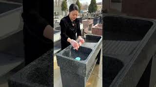 Rustic elegance stone carved laundry sink with wash basin for villa courtyardsshortvideo [upl. by Haral]