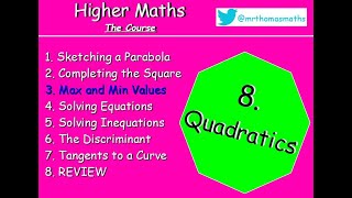 83 Quadratics 3 Maximum and Minimum Values of a Function  Higher Maths Lessons  MrThomasMaths [upl. by Fortin]