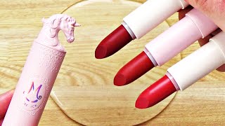 Slime Coloring with Makeup Mixing 3 Color Unicorn Lipstick into Clear Slime Satisfying Slime ASMR [upl. by Hadria]