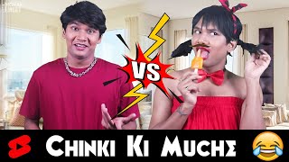 Chinki Ki Muche  मूंछे 😂  BROTHER VS SISTER  MohakMeet Shorts [upl. by Amla114]