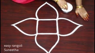 Creative rangoli muggulu with 2 dots  easy rangoli amp kolam designs by Suneetha [upl. by Burgener]