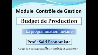 Contrôle de Gestion  Budget de Production [upl. by Gwynne]