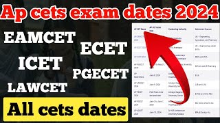 Ap all cets exam dates 2024Ap eamcetIcetLawcetEcet all cets exam dateswhen did exams conduct [upl. by Wilser109]