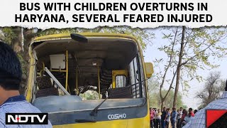 Haryana Bus Accident  Bus Carrying School Children Overturns In Haryana Several Feared Injured [upl. by Hairym71]