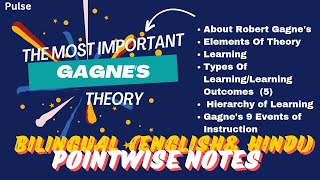 Gagnes Theory of Learning  BEd  Bilingual Notes English amp Hindi Hierarchy 9 Events5 Outcomes [upl. by Nickolai529]