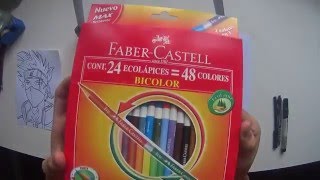 Review Kit Lapices Faber Castell 24 Colores Bicolor 2016 HD [upl. by Idnat]