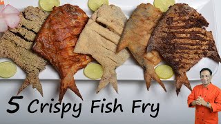 Fish Fry  5 Crispy Pomfret Fish frys  Rava Fish Fry Street Recipe Fish Fry Chettinad Fish fry [upl. by Ahsilrak]