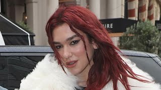 Dua Lipa looks beautiful in newlydyed bright red hair  dua lipa updates  dua lipa news [upl. by Nimrahc33]