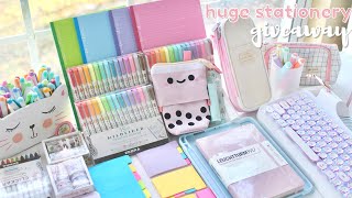 Huge school supplies haul ✨ stationery giveaway 2021 [upl. by Epolulot]