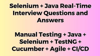 SDET  QA  SELENIUM  JAVA  TestNG  Cucumber Automation Testing Interview Questions amp Answers [upl. by Eihtur]