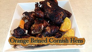 Orange Brined Cornish Hens Smoke on the Weber Kettle Grill [upl. by Adnirual519]