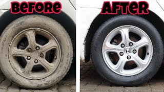 Wheels and tyres Restoration Cleaning  Honda Civic [upl. by Berstine]