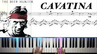 Cavatina  from The Deer Hunter  Piano tutorial with scrolling sheet music [upl. by Zug]