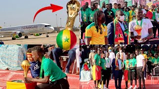 L’arrivée spectaculaire des lions avec la coupe à l’aéroport devant Macky Sall et son… [upl. by Oakley]