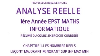 EXERCICES ANALYSE 1ERE ANNEE CHAP1 LECON1 [upl. by Ecyarg]